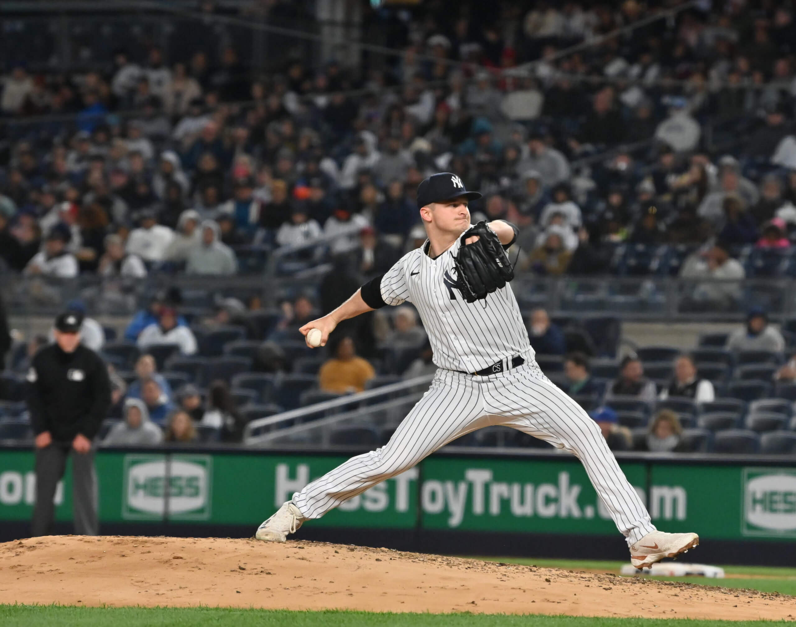 Clark Schmidt pitches during his start on the mound for the Yankees at Yankee Stadium on Aprril 18, 2023.