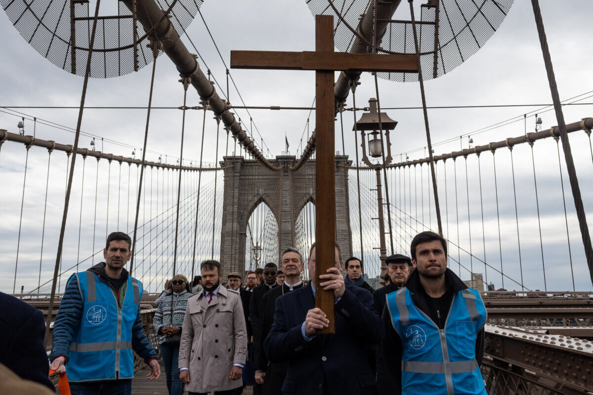 Walking the Way of the Cross on the Brooklyn Bridge on Good Friday