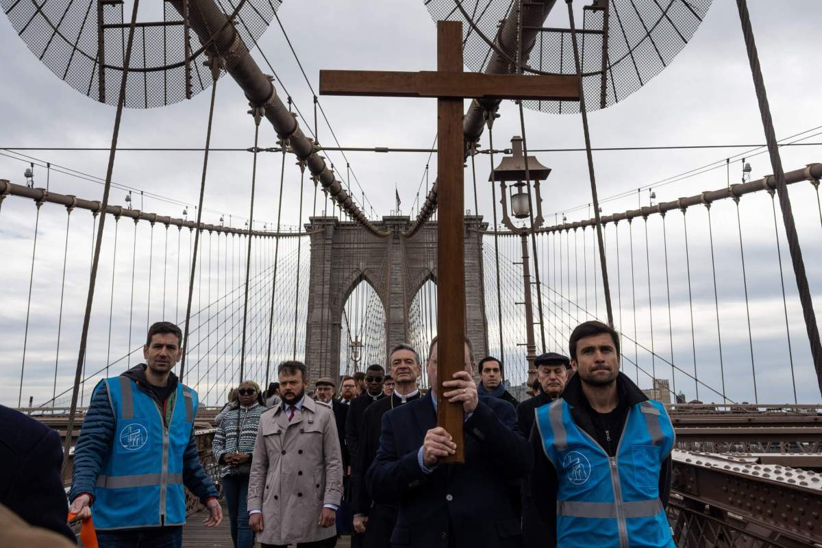 Walking the Way of the Cross on the Brooklyn Bridge on Good Friday