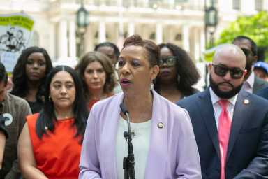 City Council Speaker Adams speaks about the right-to-shelter law
