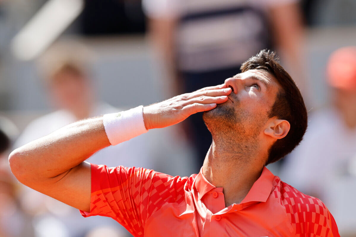Novak Djokovic in the first round of the French Open