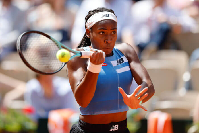 Coco Gauff in the first round of the French Open