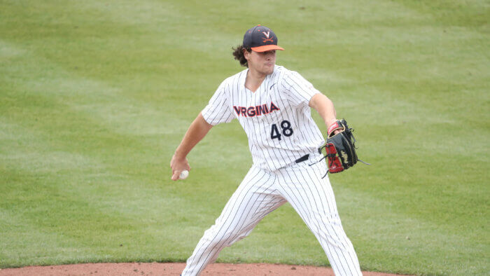 Mets prospect Mike Vasil while pitching at Virginia