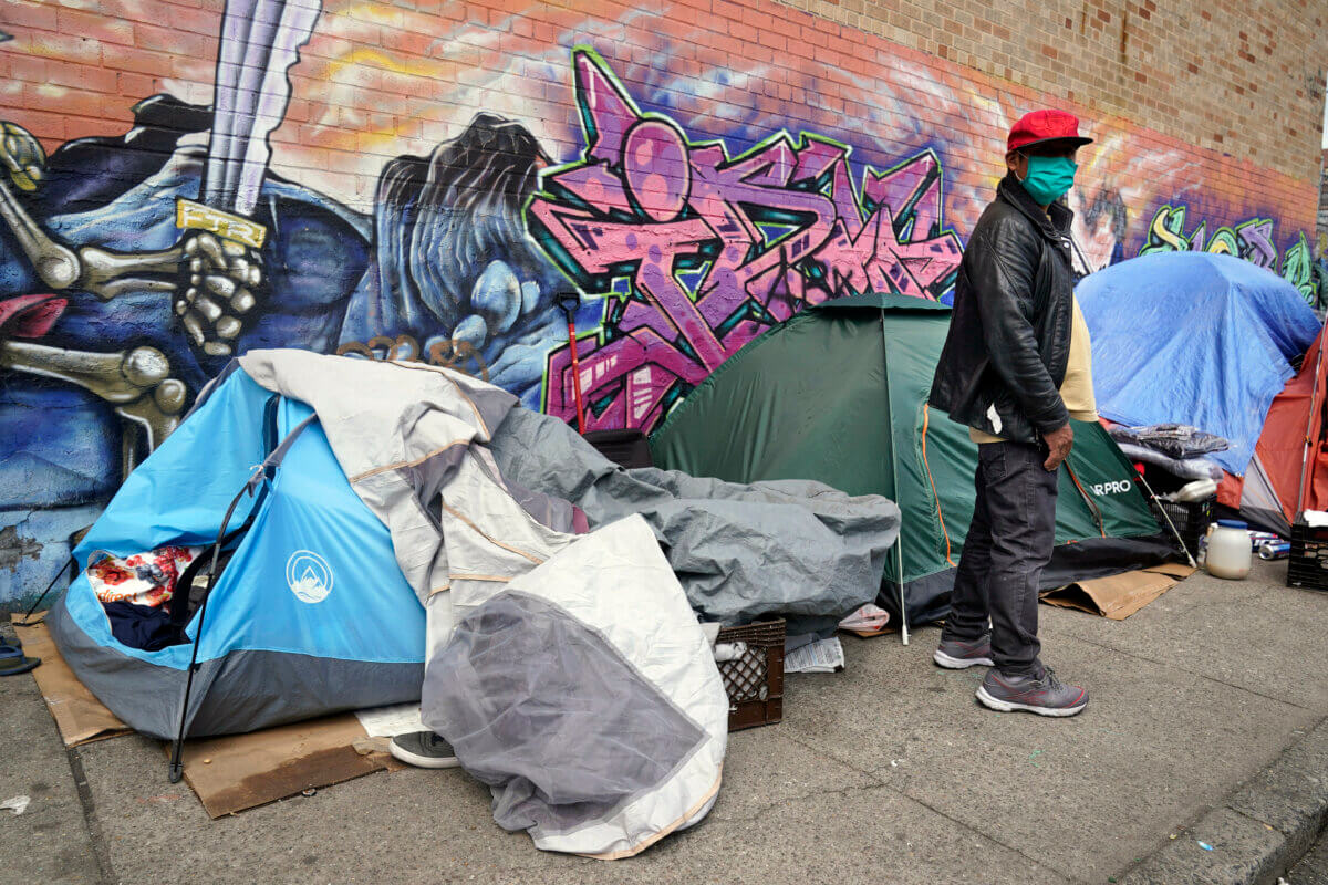 A homeless encampment in New York City instead of shelter system.