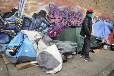 Homeless encampment in Queens