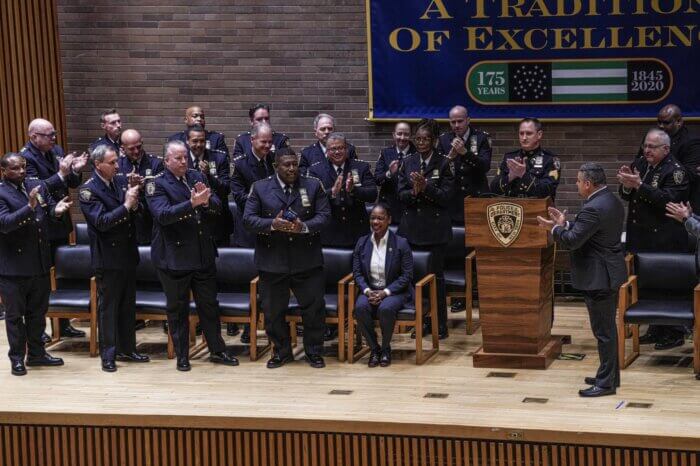 Outgoing NYPD top cop Keechant Sewell gets standing ovation