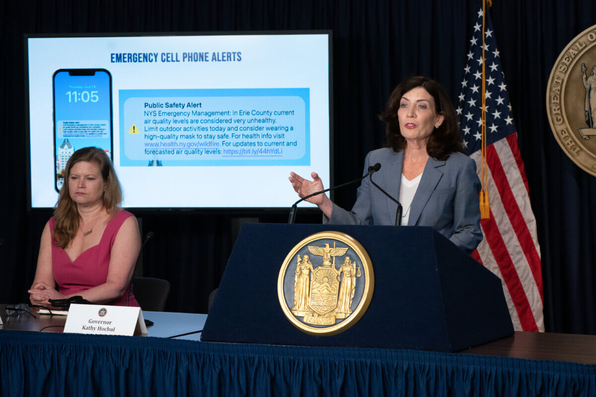 Governor Kathy Hochul speaks about air quality alert