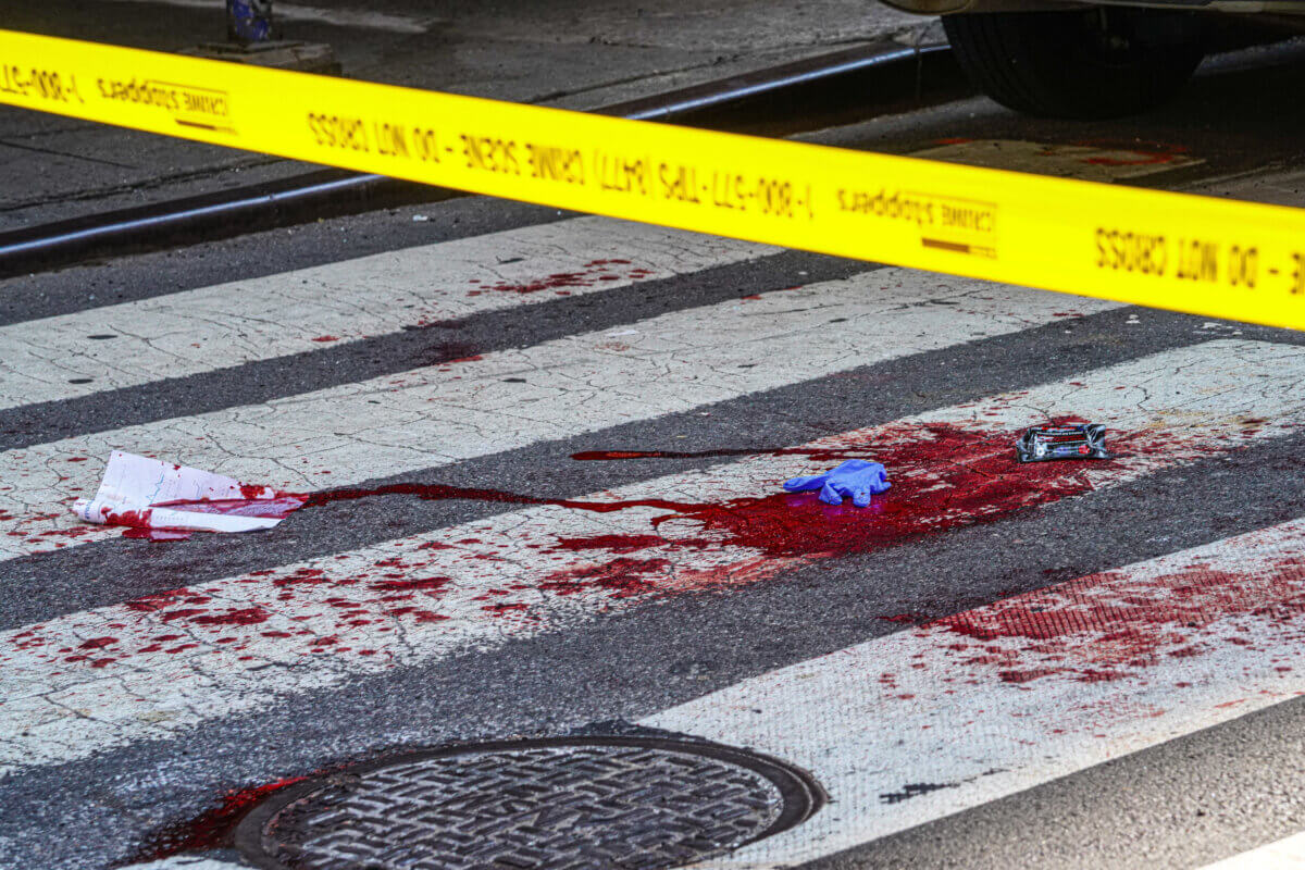 Blood at scene of Flatiron District stabbing
