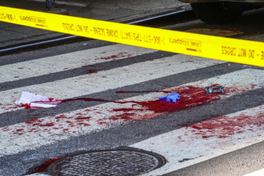 Blood at scene of Flatiron District stabbing