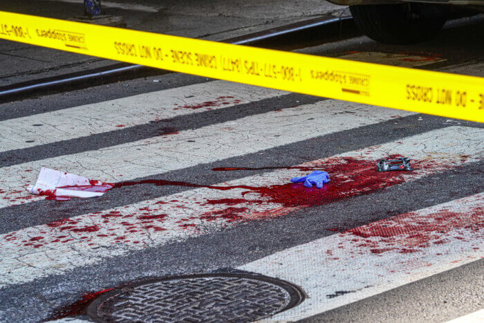Blood at scene of Flatiron District stabbing