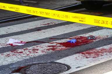 Blood at scene of Flatiron District stabbing