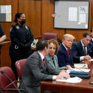 Donald Trump at arraignment with his lawyers