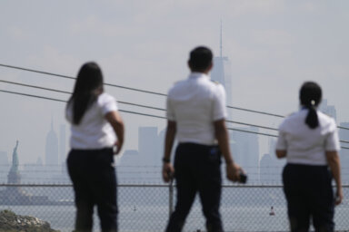 People see smoke-filled haze over New York skyline