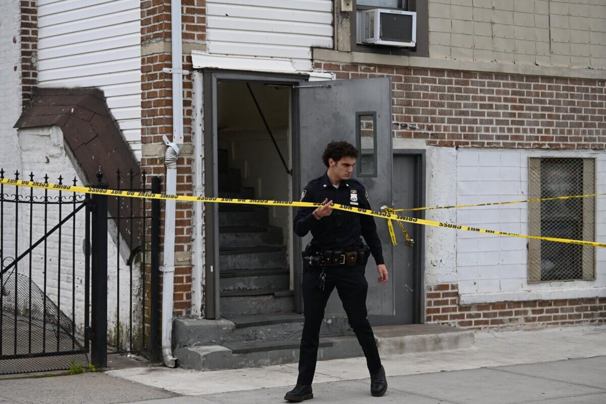 Police at the Coney Island crime scene Tuesday morning
