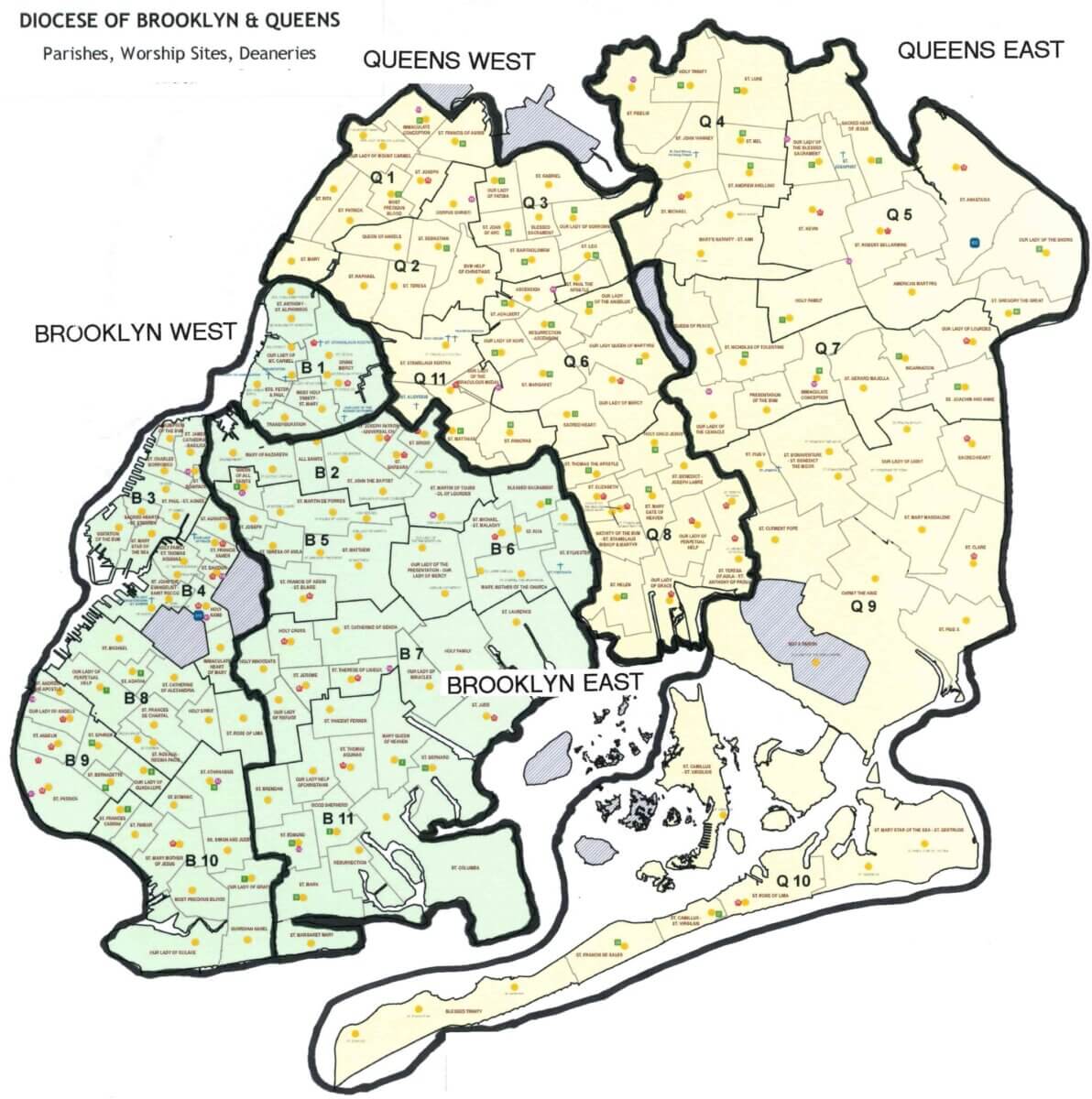 Map of the Diocese of Brooklyn