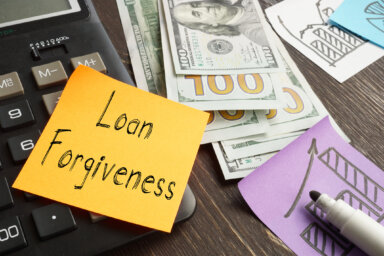 Loan forgiveness is shown using the text