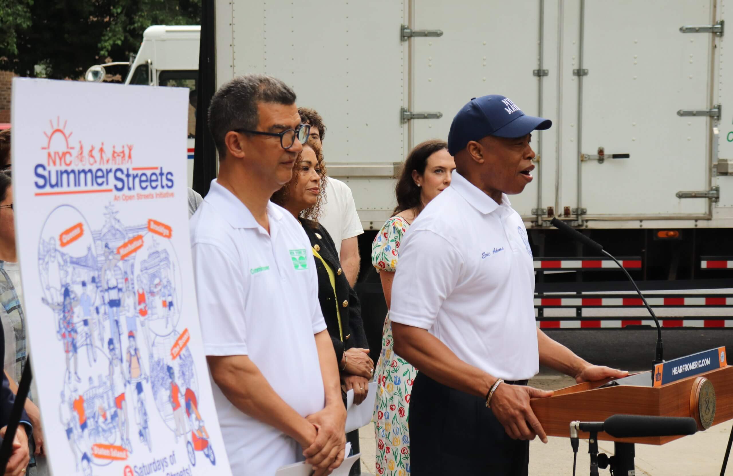 Mayor Adams, Dot Commissioner Rodriguez in Queens to Announce “Summer Streets” To All Five Boroughs (Photo by Michael Dorgan)