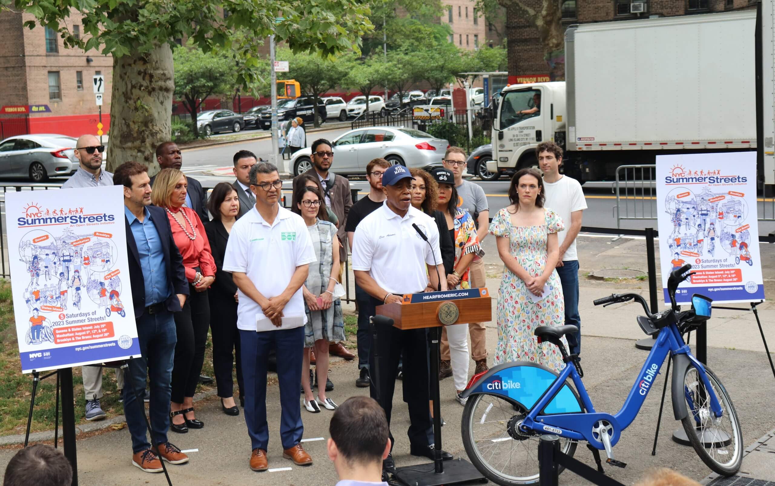 Mayor Adams, Dot Commissioner Rodriguez in Queens to Announce “Summer Streets” To All Five Boroughs (Photo by Michael Dorgan)