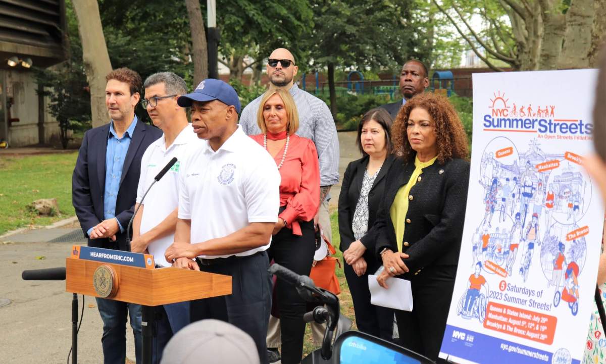 Mayor Adams, Dot Commissioner Rodriguez in Queens to Announce “Summer Streets” To All Five Boroughs (Photo by Michael Dorgan)