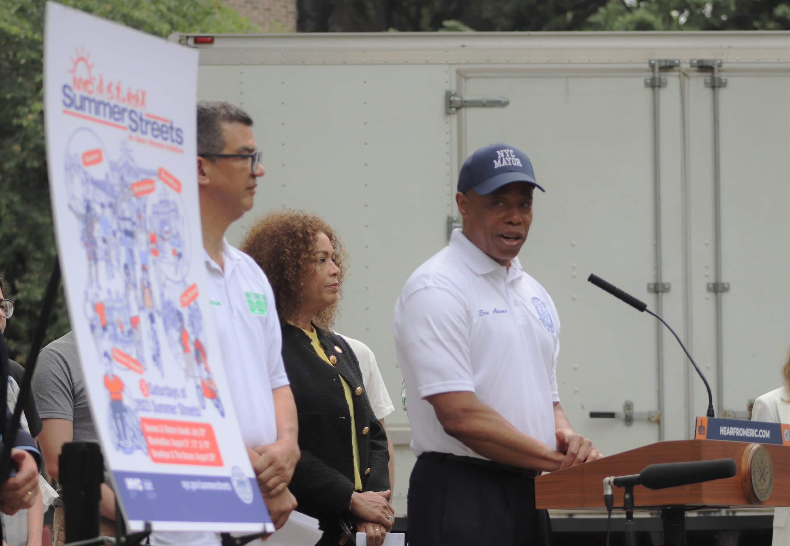 Mayor Adams, Dot Commissioner Rodriguez in Queens to Announce “Summer Streets” To All Five Boroughs (Photo by Michael Dorgan)