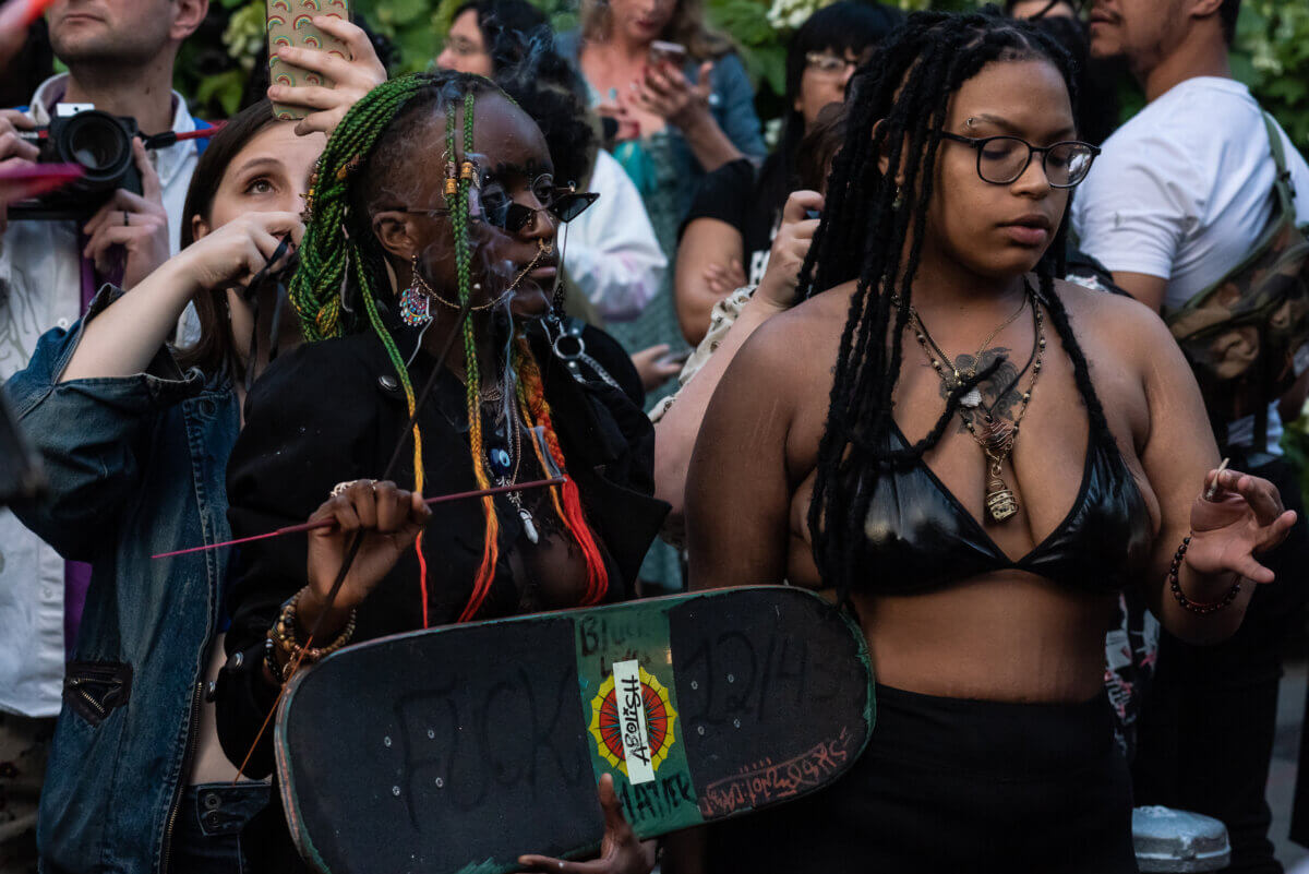 Transgender rights activists attend a rally in Washington
