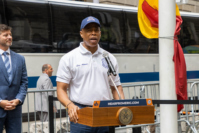 Mayor Eric Adams speaks
