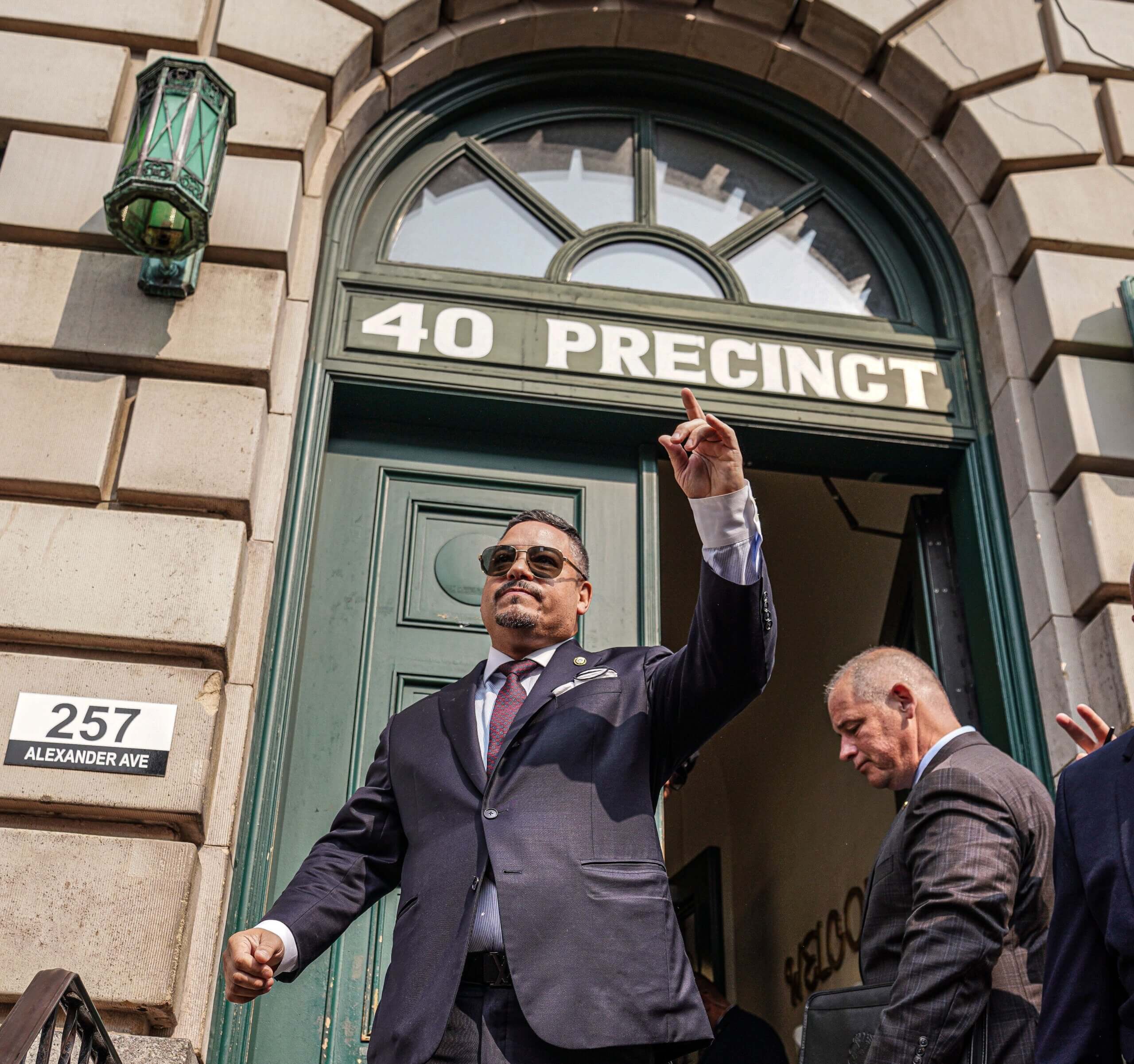 New NYPD Commissioner Edward Caban at Bronx precinct