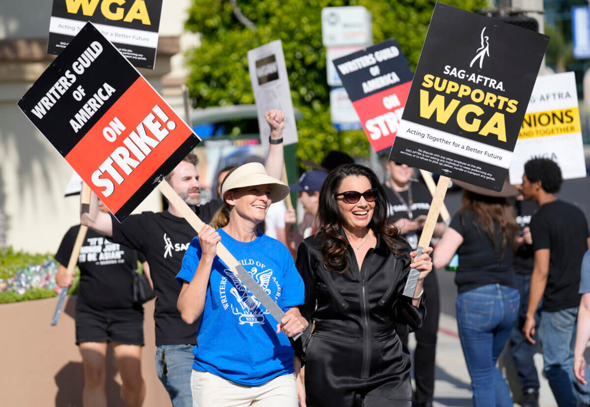 SAG-AFTRA President Fran Drescher on strike with Writers Guild
