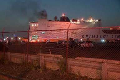 Port Newark cargo ship on fire