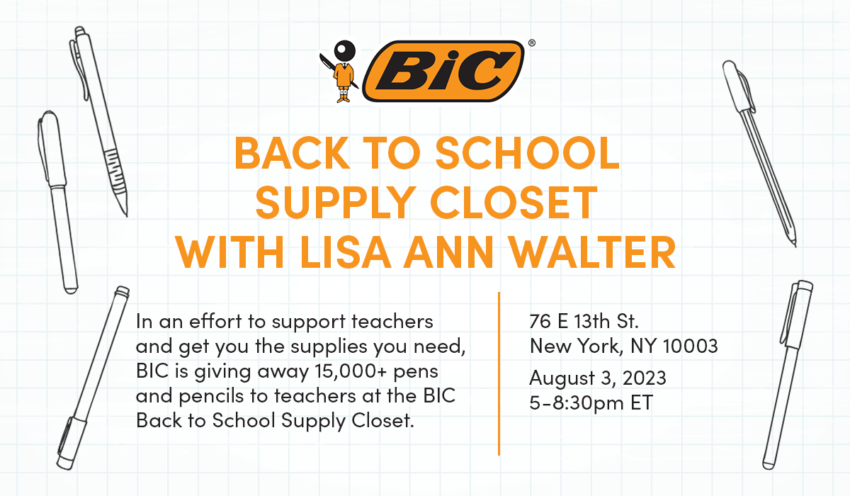 BIC is hosting a back-to-school supply drive for teachers with Lisa Ann Walter