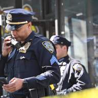 NYPD officers use radio