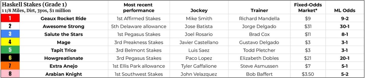 amNY at the Track | Haskell Stakes offers Kentucky Derby winner, and great fixed odds plays 2 2023 Haskell Stakes odds