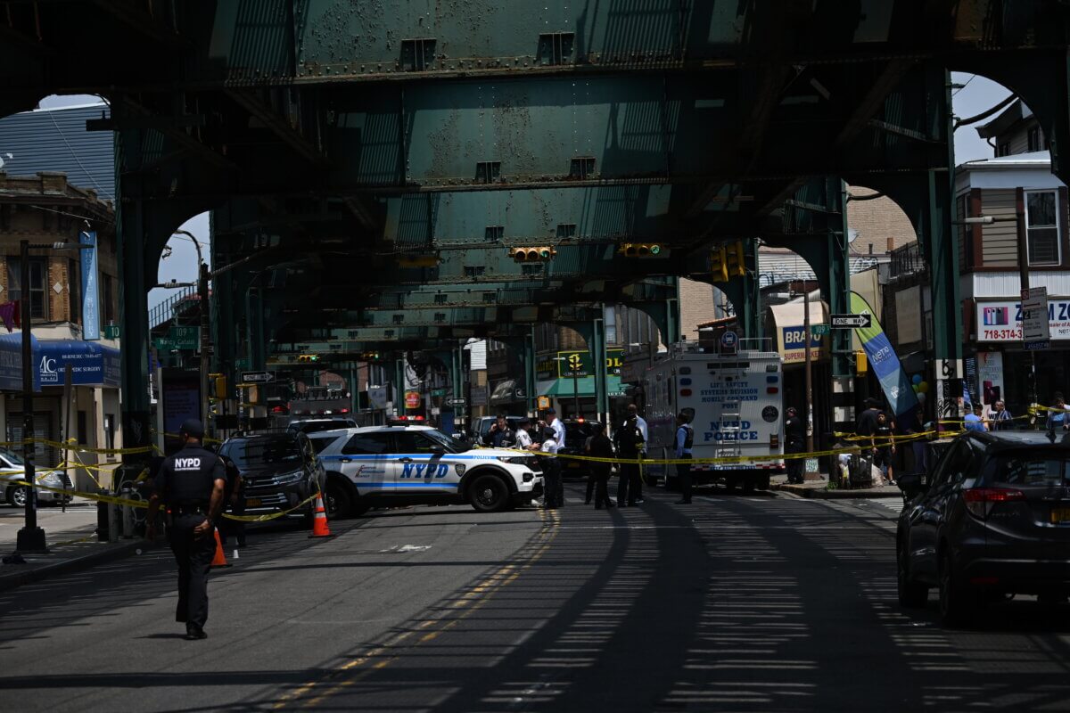 Police cordoned off Jamaica Avenue in Queens