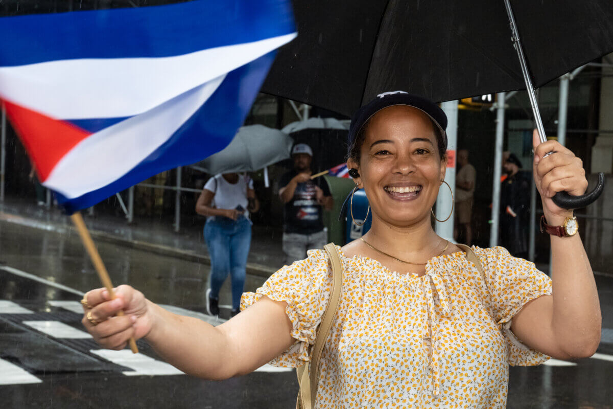 Cuban-Americans celebrate their heritage at the New York Cuban and Hispanic American Parade honoring "Queen of Salsa" Celia Cruz