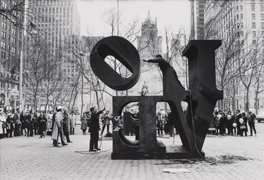 The “LOVE” sculpture first appeared in Central Park in 1971.