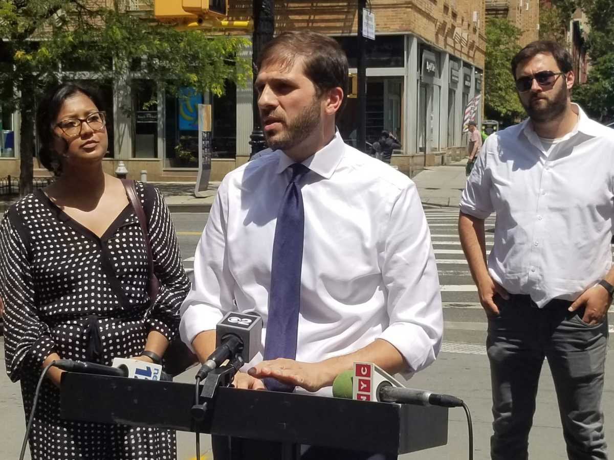 State Sen. Andrew Gounardes in Cobble Hill, Brooklyn on Aug. 1, 2023.