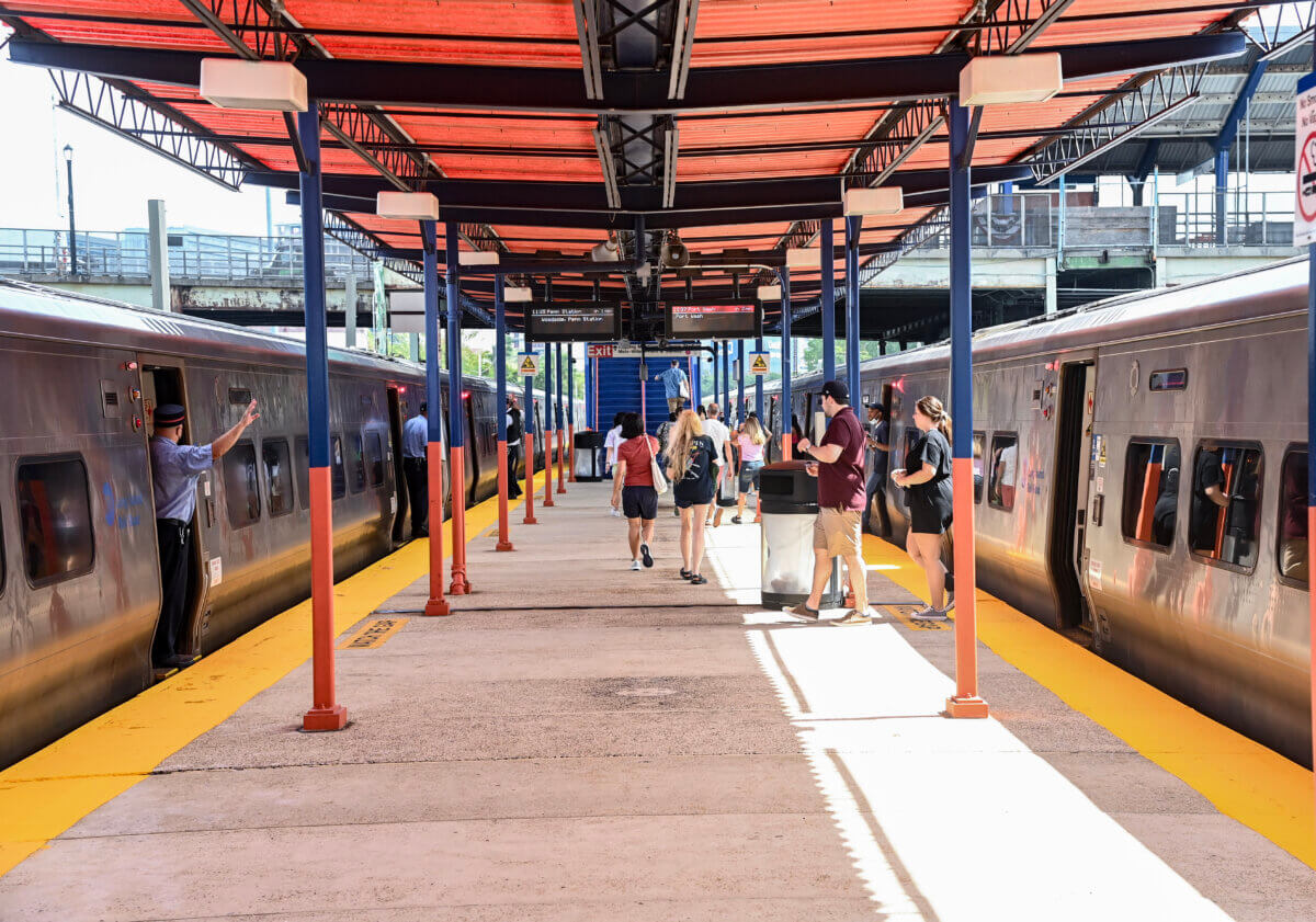 MTA LIRR trains at Mets-Willets Point station