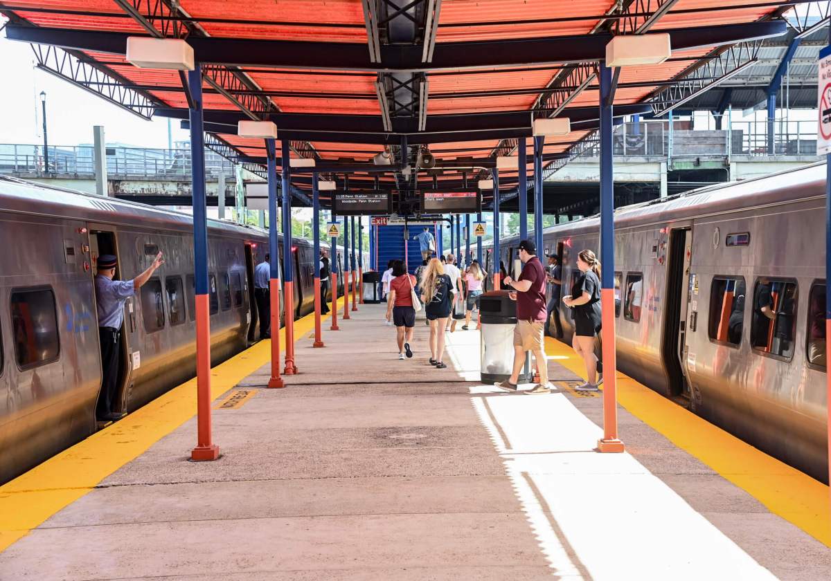 MTA LIRR trains at Mets-Willets Point station