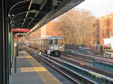 A B train passing by Avenue M in Midwood.