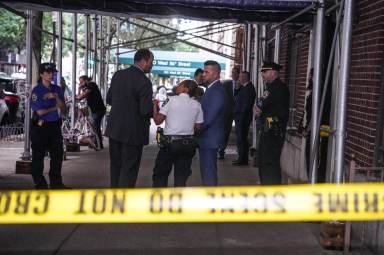 Police at crime scene in Lower Manhattan
