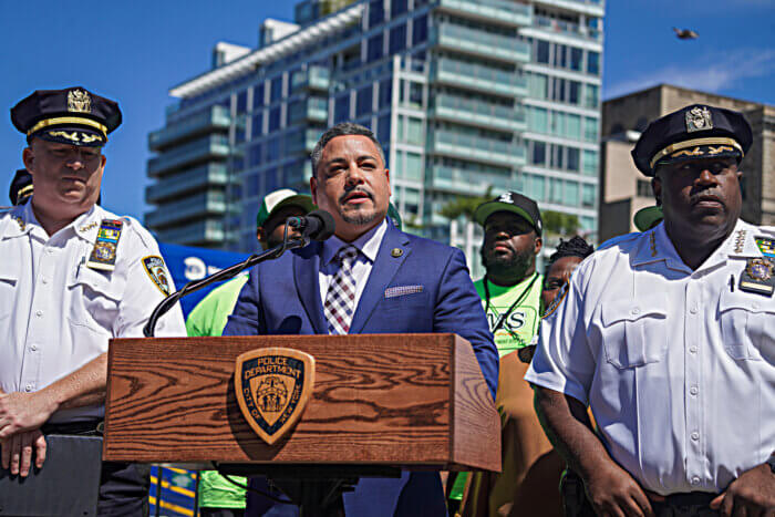 Police Commissioner Edward Caban and police officials speak about J'Ouvert security