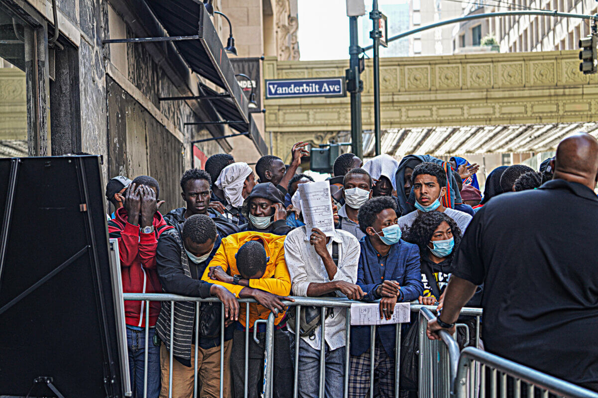 Migrants were left on the sidewalk for days outside the Roosevelt Hotel as the city scrambled to find accommodations.