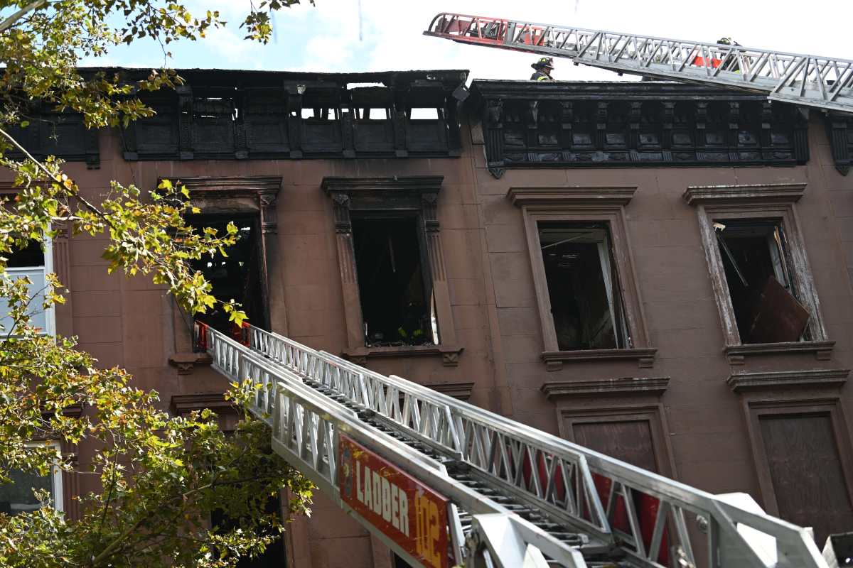 Firefighters battle the blaze