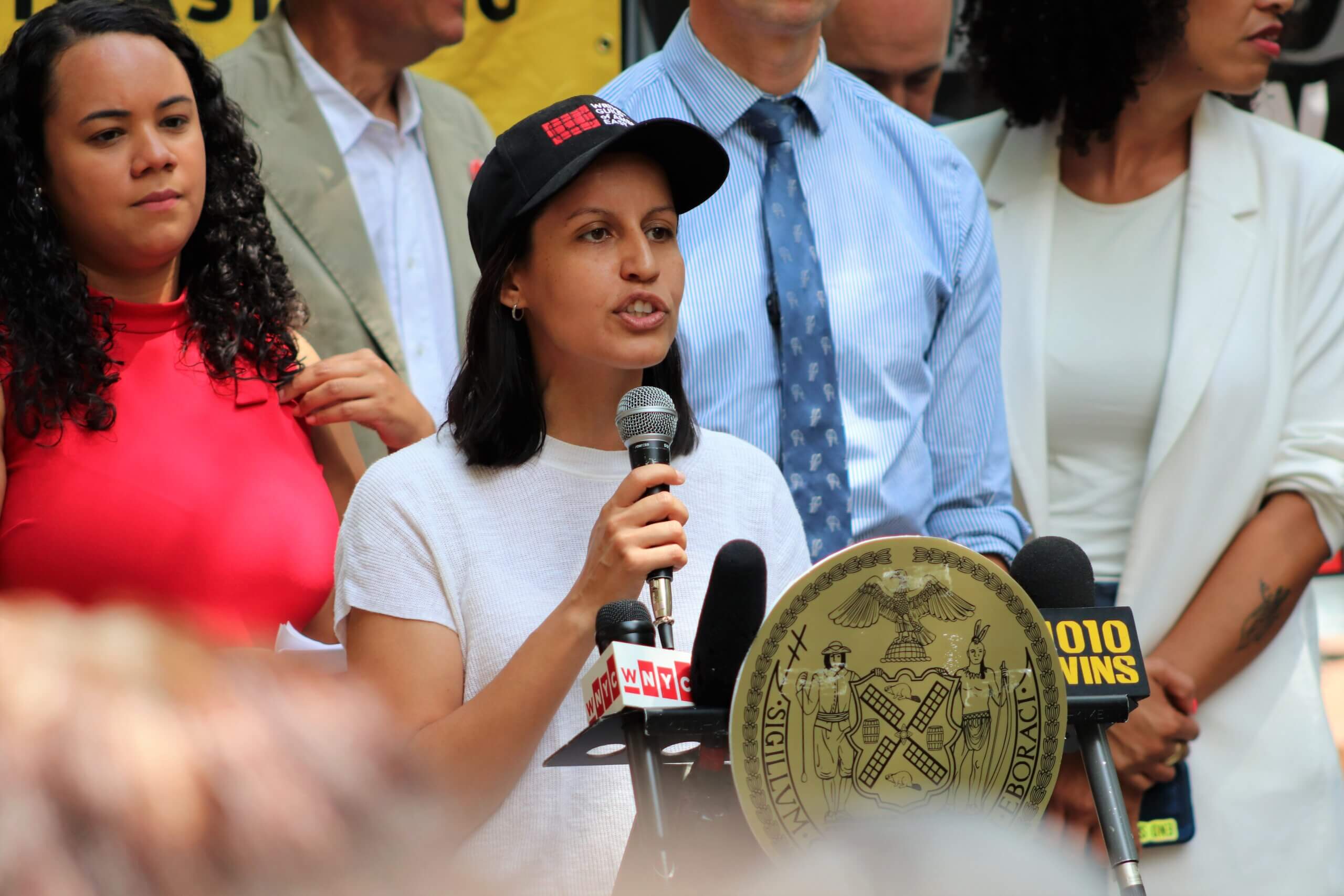 Actors and writers at the rally (Photo by Michael Dorgan)