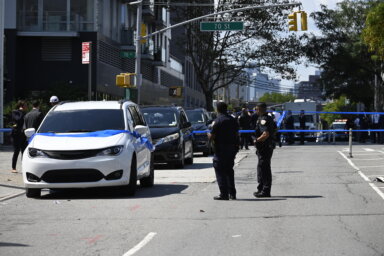 Police at scene where Queens cop was shot