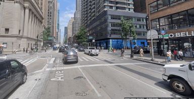 The intersection of Sixth Avenue and W. 36th Street in Midtown, where the driver allegedly slammed into a crowd of pedestrians just before midnight on Sunday.
