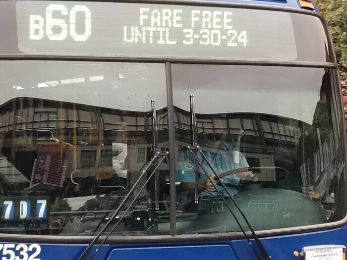 Brooklyn's B60 bus is one of five routes that will be fare-free for six months.