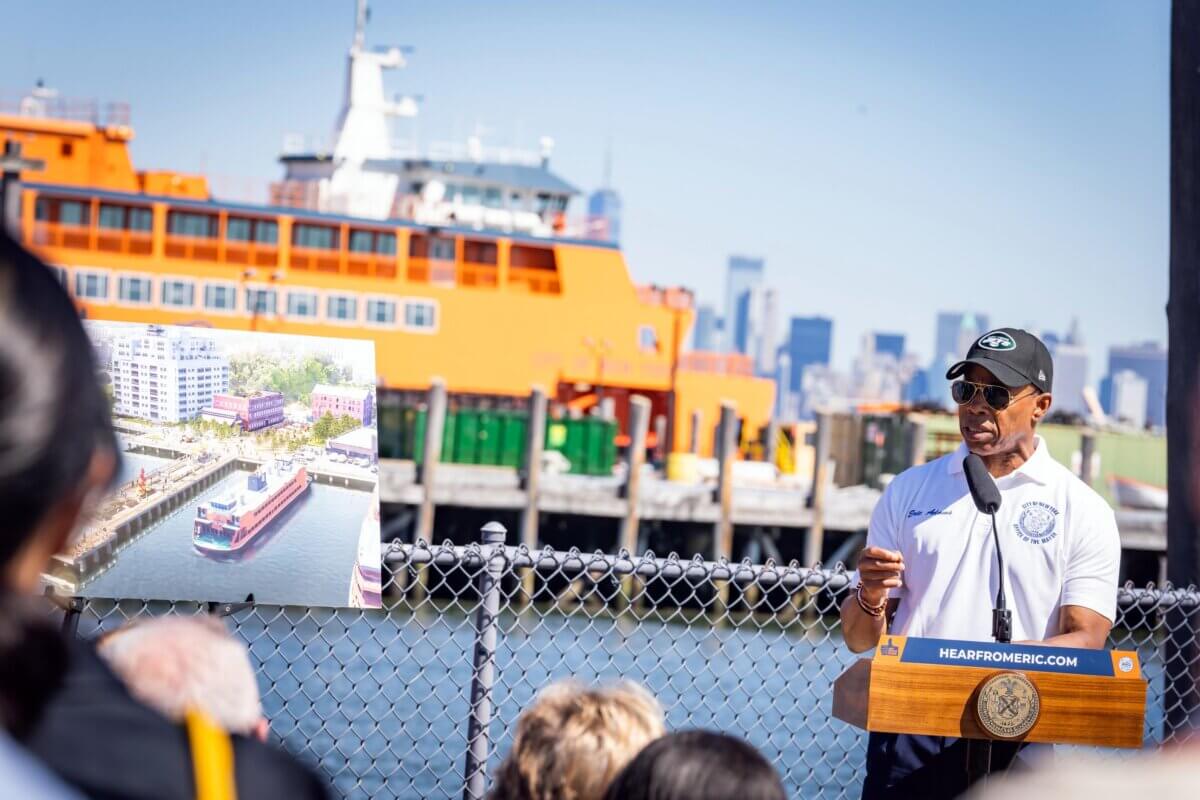 Migrant crisis | Mayor Adams fires back at critics over his remark that influx would 'destroy' city 3 Mayor Eric Adams at Staten Island press conference