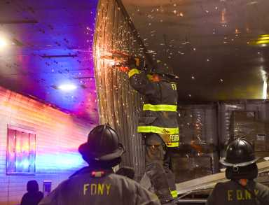 TBTA and FDNY respond to the west tube of the Hugh L. Carey Tunnel where an overheight Manhattan-bound tractor-trailer became stuck on Thursday, Sep 28, 2023.