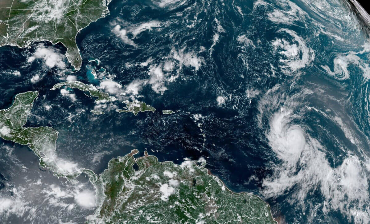 Hurricane Lee on satellite image